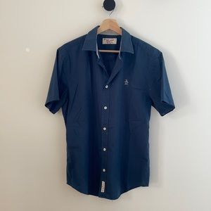Navy short sleeve button down